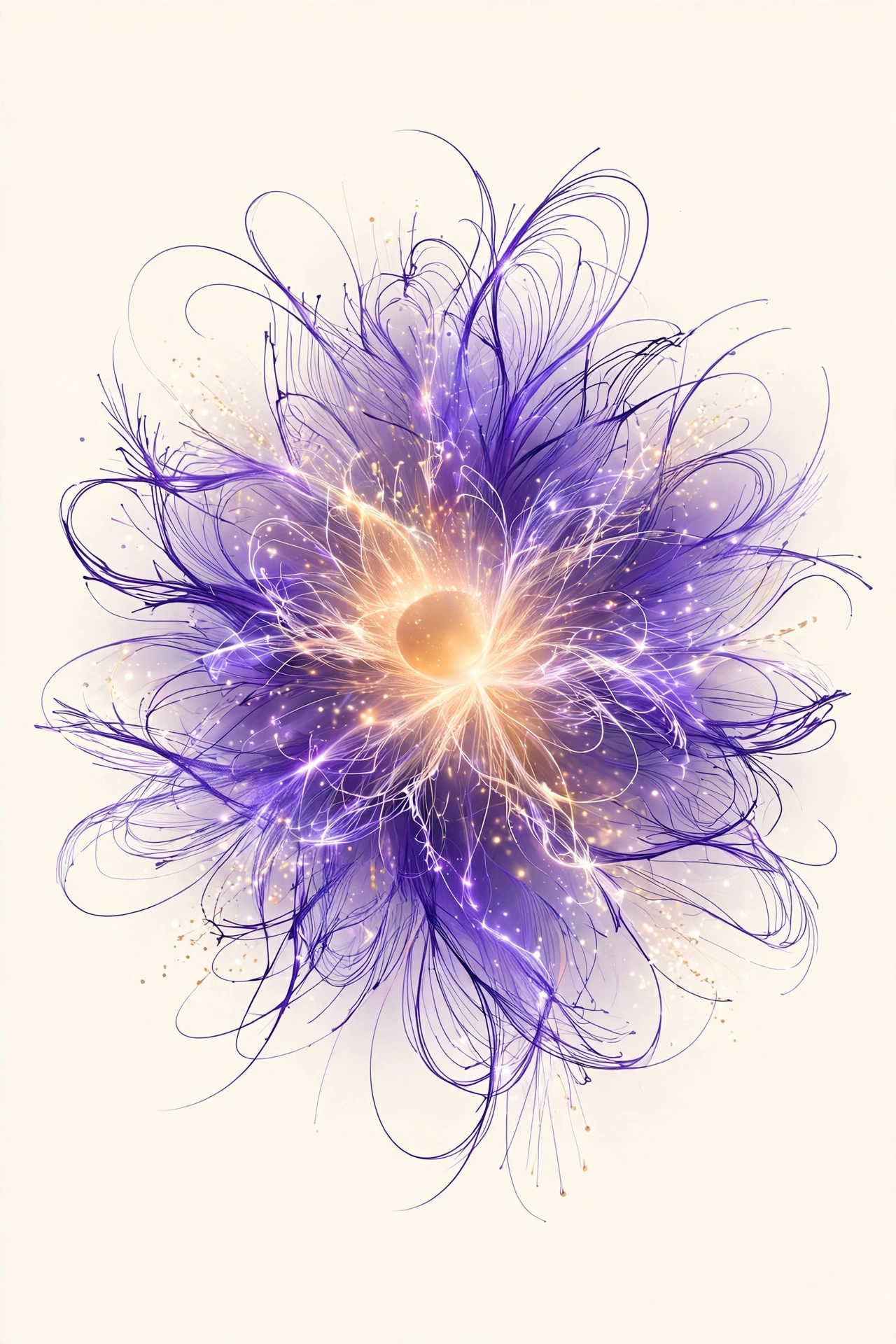 Abstract violet spark of light representing Muse Wonder, Meta's creative AI model